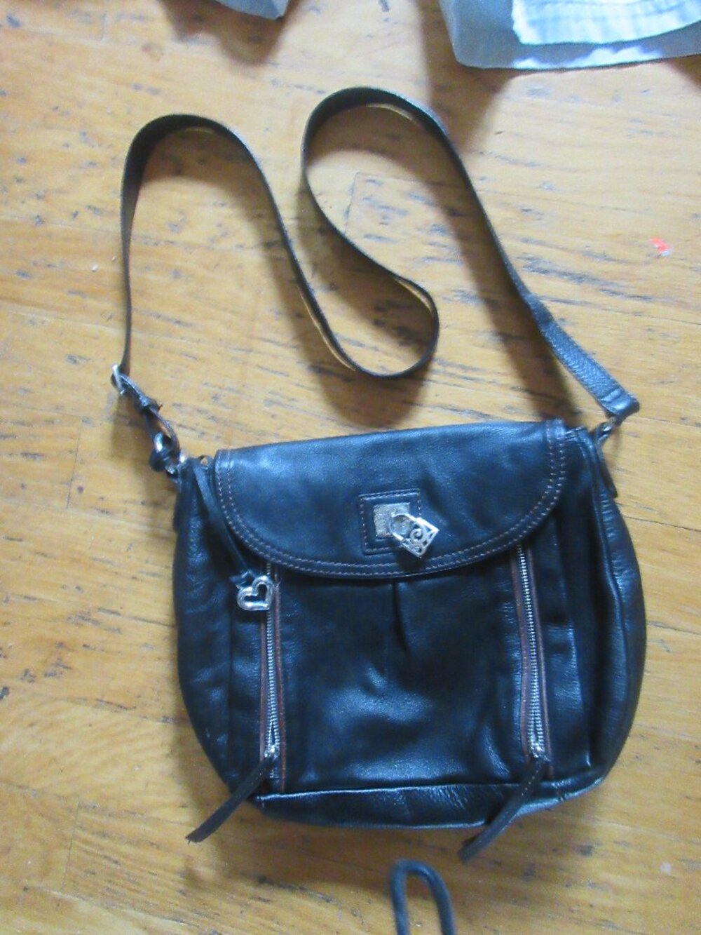 Vintage Brighton Purse Leather Black Brown  Strap Shoulder Bag purse
